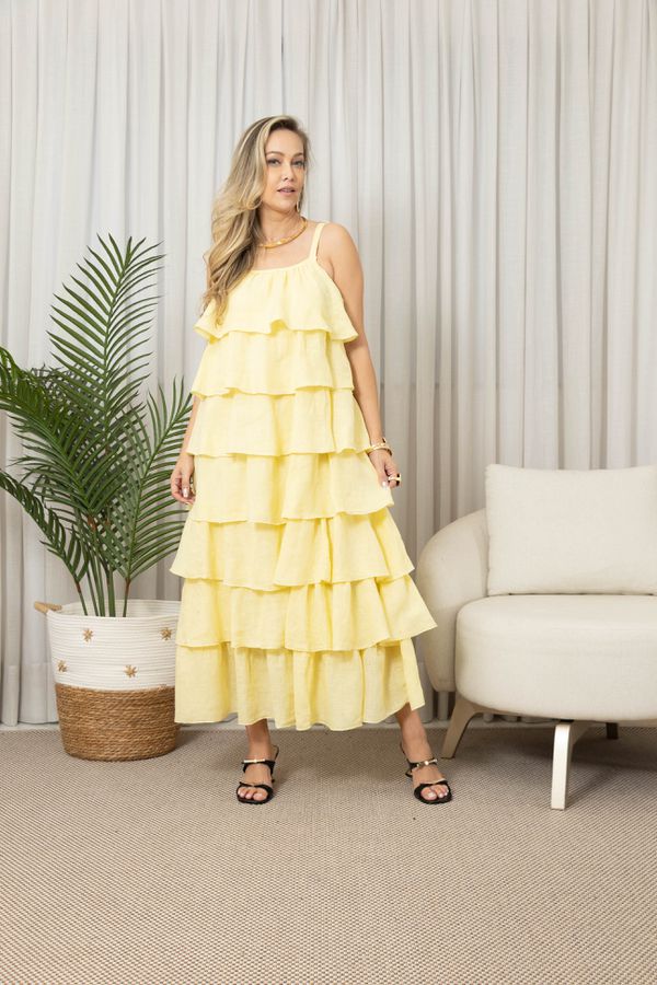 VESTIDO ROMA MANTEIGA - Loja Linho Italiano