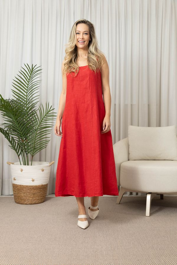 VESTIDO UDINE VERMELHO - Loja Linho Italiano