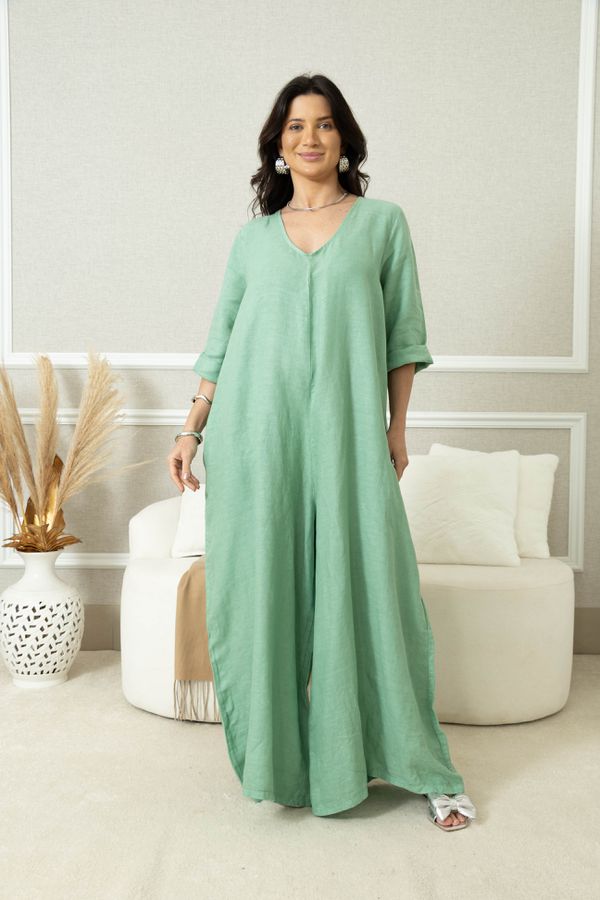 MACACÃO LIANA MENTA - Loja Linho Italiano