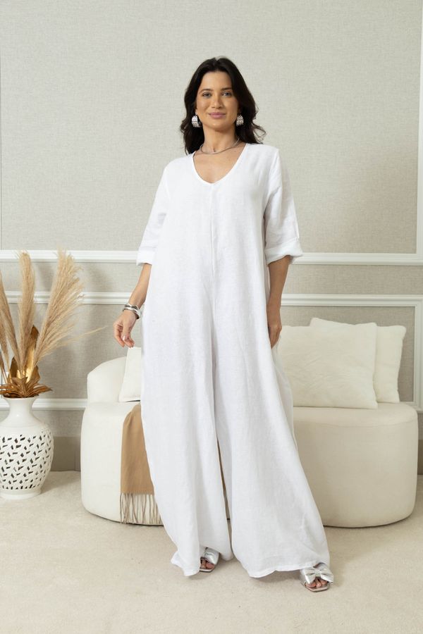 MACACÃO LIANA BRANCO - Loja Linho Italiano