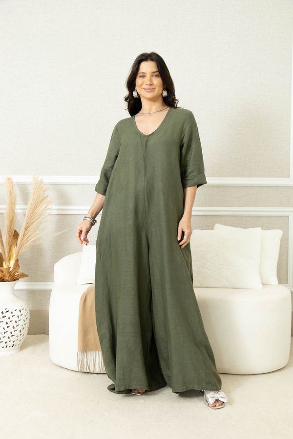 MACACÃO LIANA MILITAR - Loja Linho Italiano