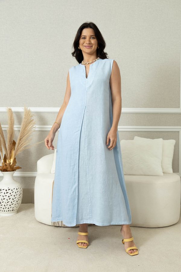 VESTIDO CAPITÓLIO AZUL BEBE - Loja Linho Italiano