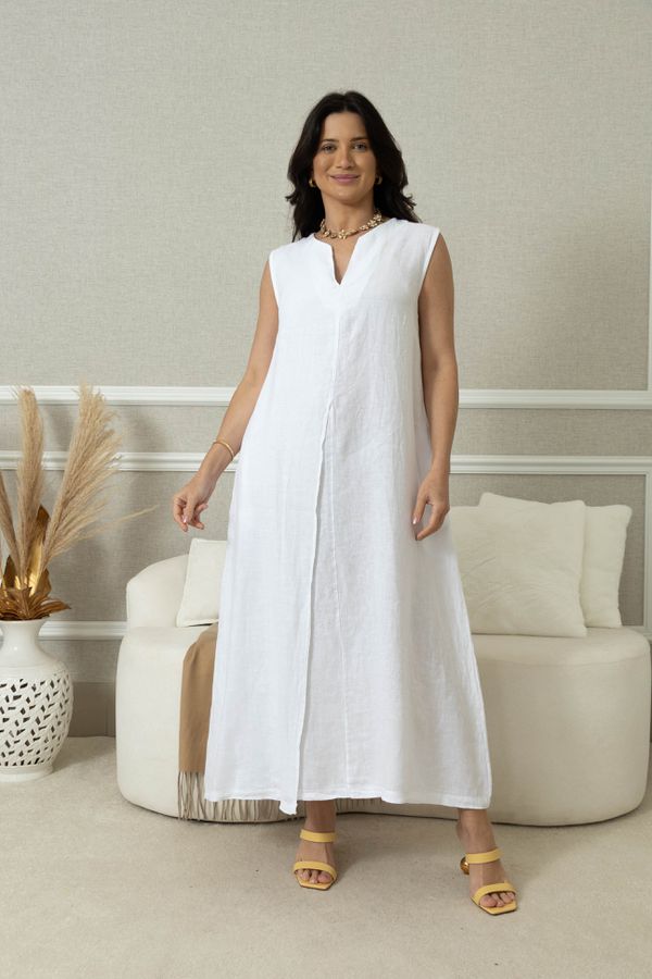 VESTIDO CAPITÓLIO BRANCO - Loja Linho Italiano