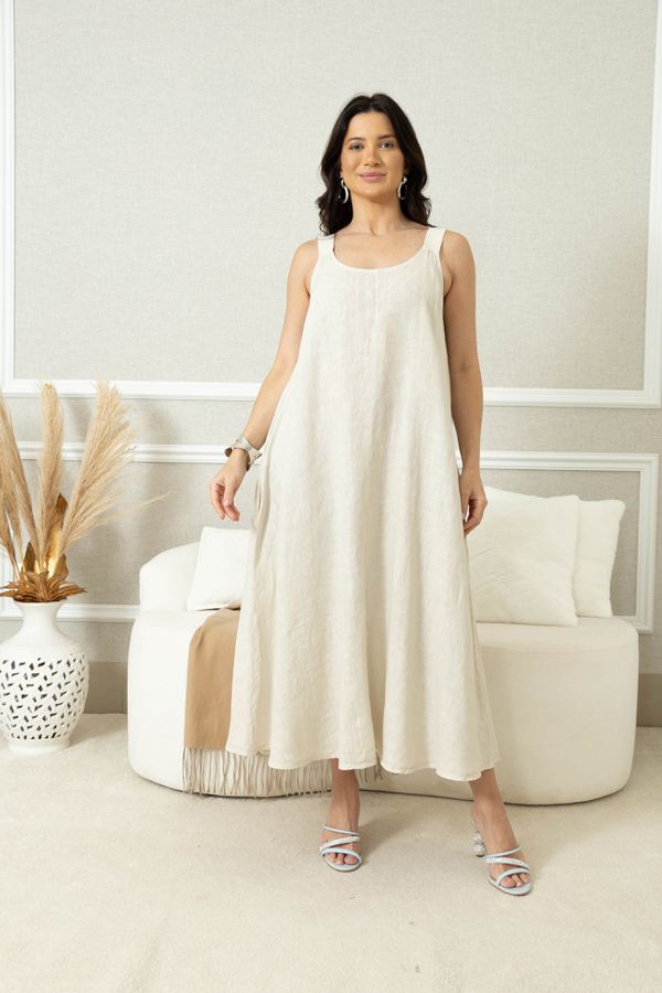 VESTIDO FRANCE BEGE - Loja Linho Italiano