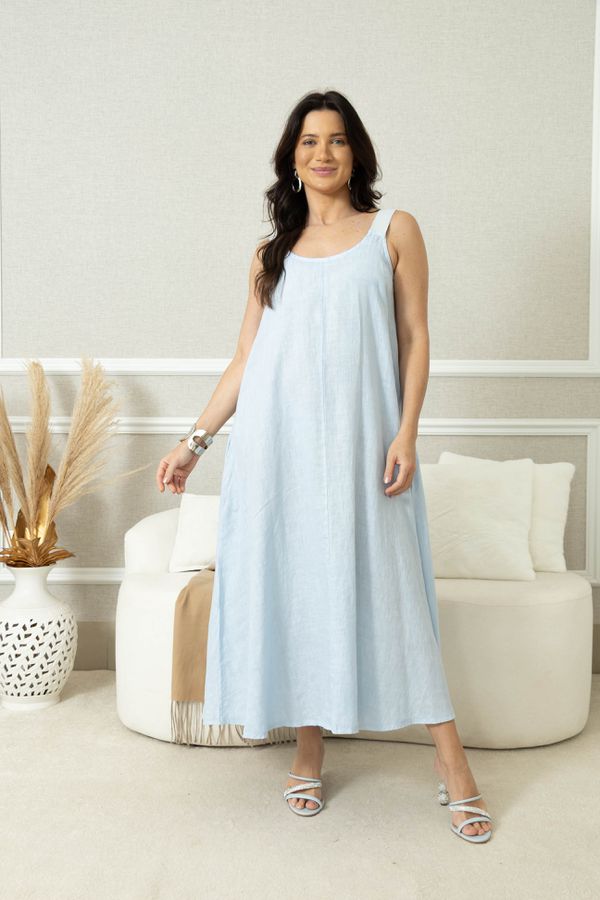 VESTIDO FRANCE AZUL BEBE - Loja Linho Italiano