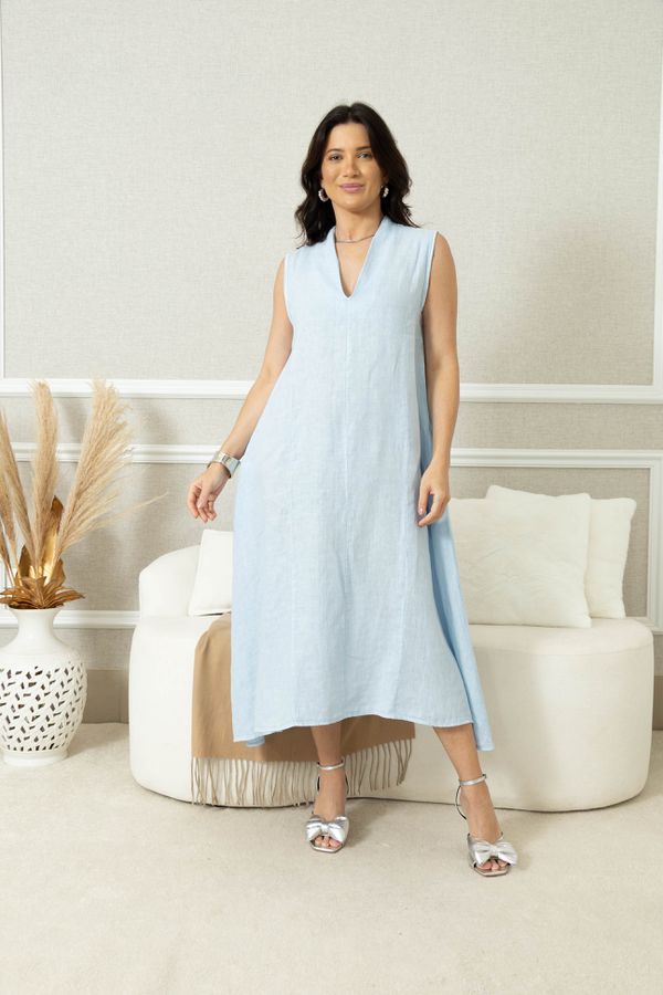 VESTIDO KATIUCY AZUL BEBE - Loja Linho Italiano