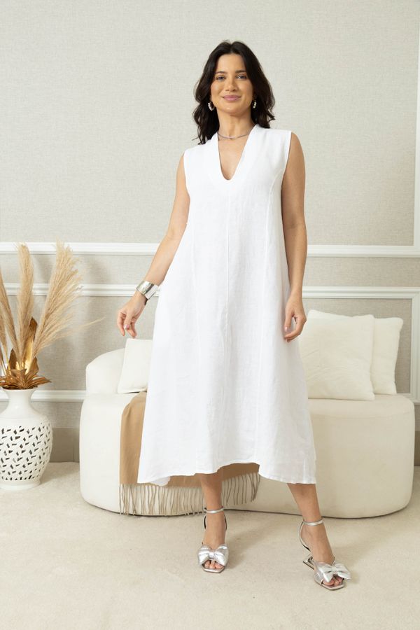 VESTIDO KATIUCY BRANCO - Loja Linho Italiano