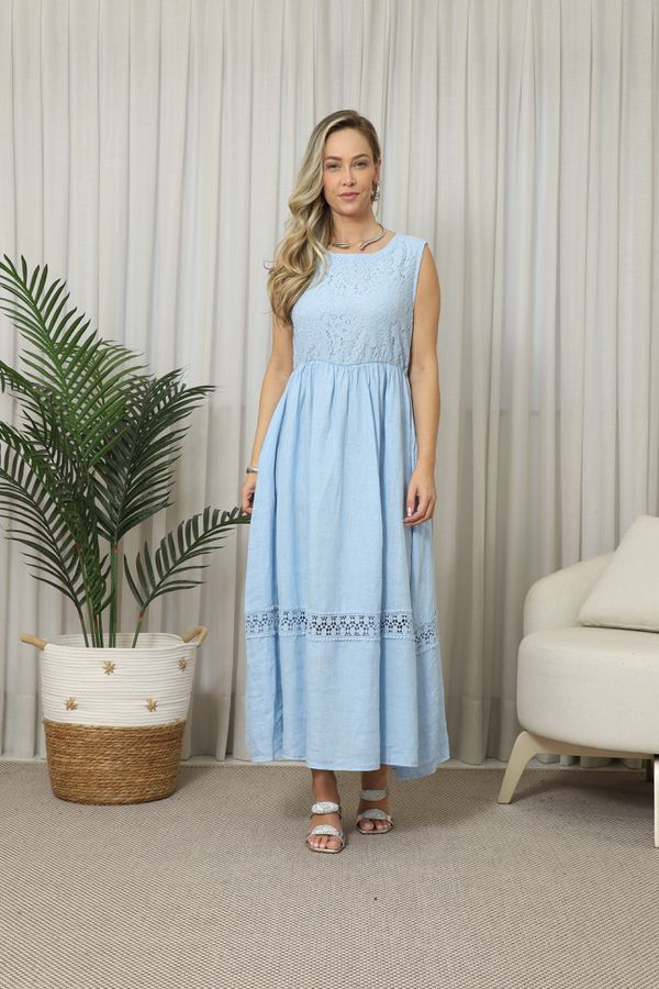 VESTIDO FASCINIO AZUL BEBE - Loja Linho Italiano