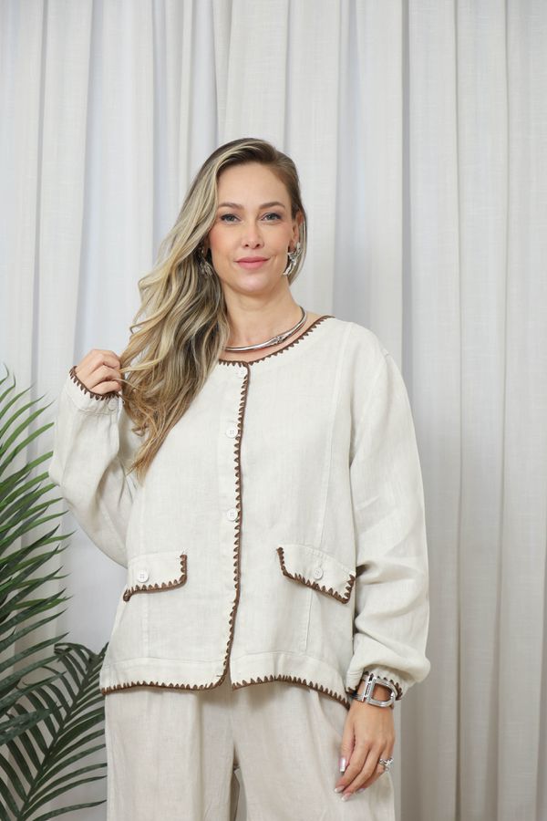 BLAZER JULIA BEGE - Loja Linho Italiano