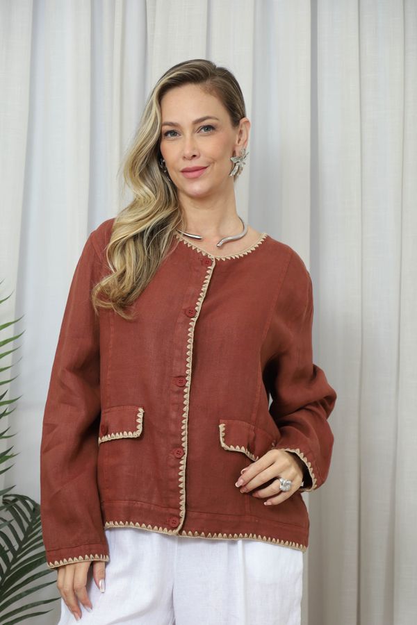 BLAZER JULIA MARROM - Loja Linho Italiano