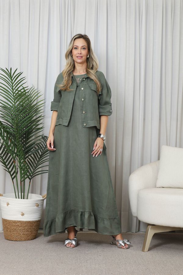 VESTIDO JULIANA CJ MILITAR - Loja Linho Italiano