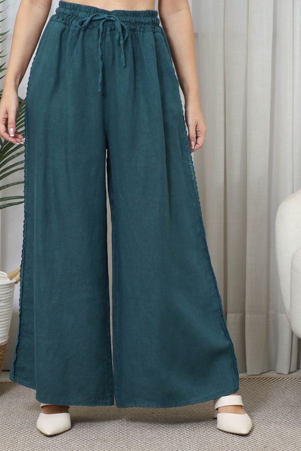 CALÇA LICA CJ VERDE PETROLIO - Loja Linho Italiano