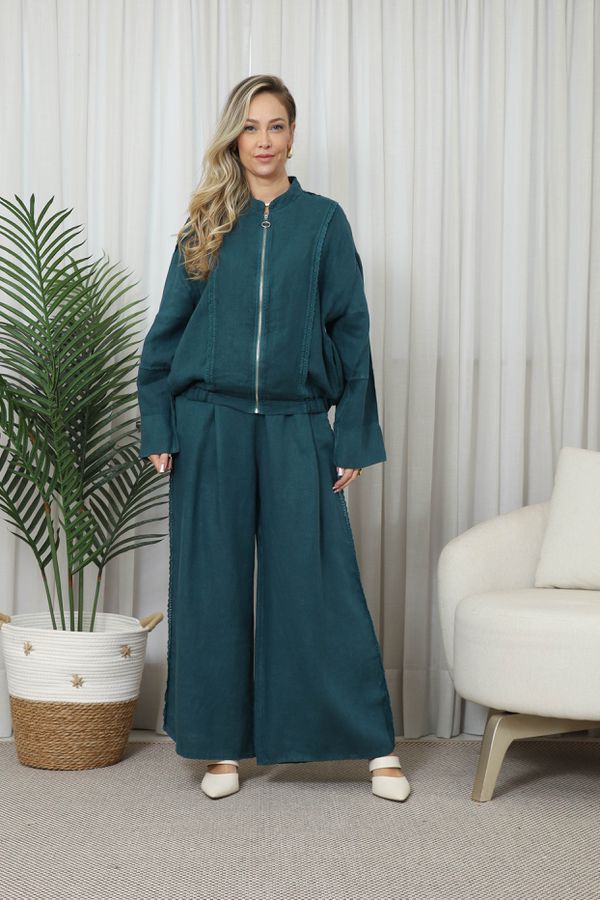 JAQUETA LICA CJ VERDE PETROLIO - Loja Linho Italiano