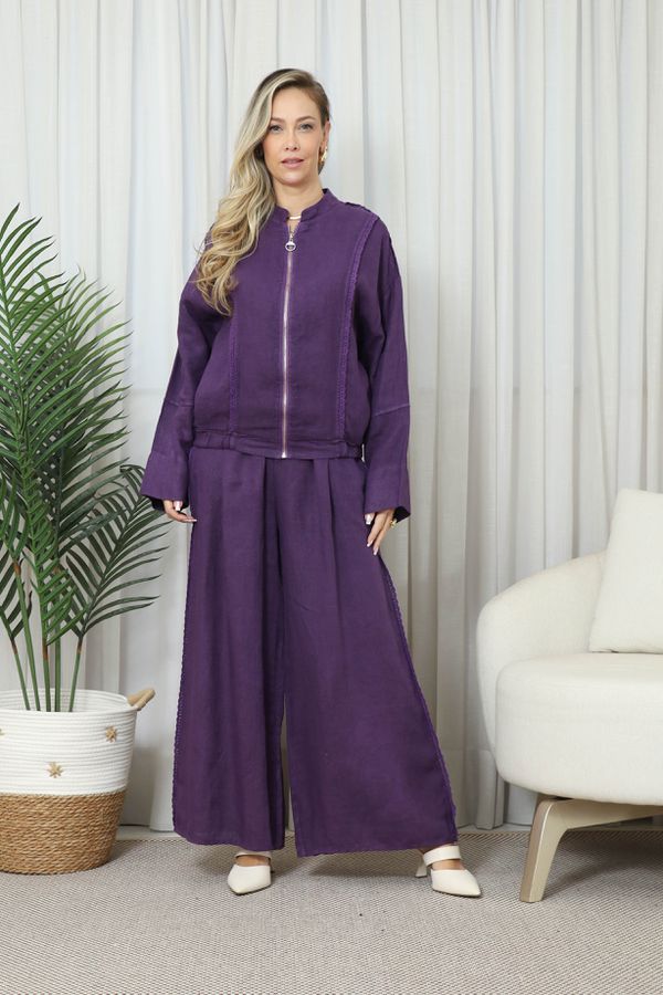 JAQUETA LICA CJ BERINJELA - Loja Linho Italiano