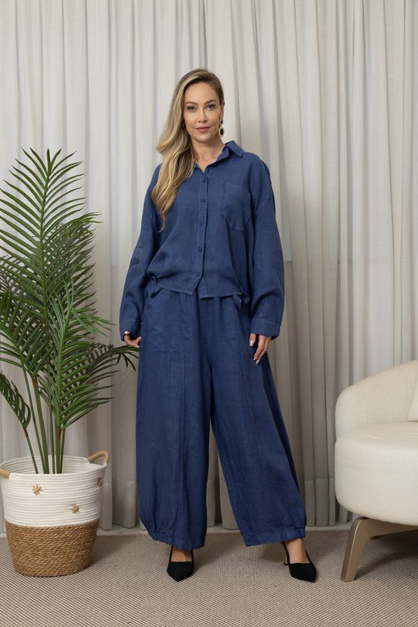 CAMISA ANA CJ JEANS ESCURO - Loja Linho Italiano