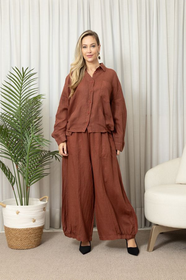 CAMISA ANA CJ MARROM - Loja Linho Italiano