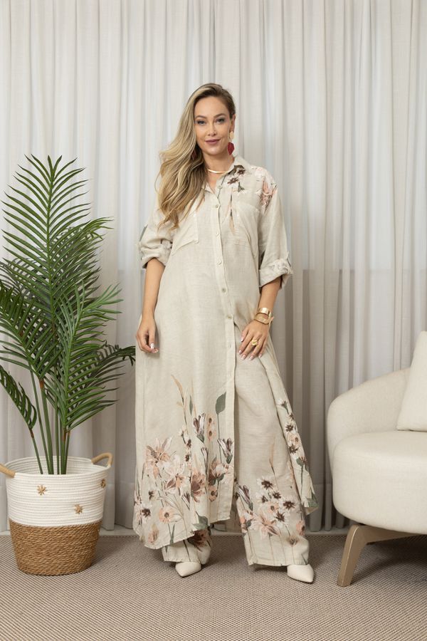 CHEMISE OLAVIA CJ BEGE - Loja Linho Italiano