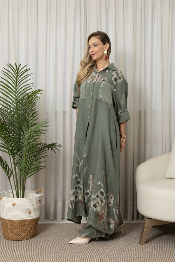 CHEMISE OLAVIA CJ MILITAR - Loja Linho Italiano