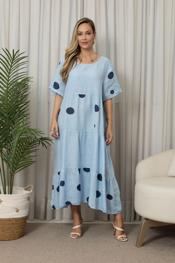 VESTIDO FABI AZUL BEBE - Loja Linho Italiano