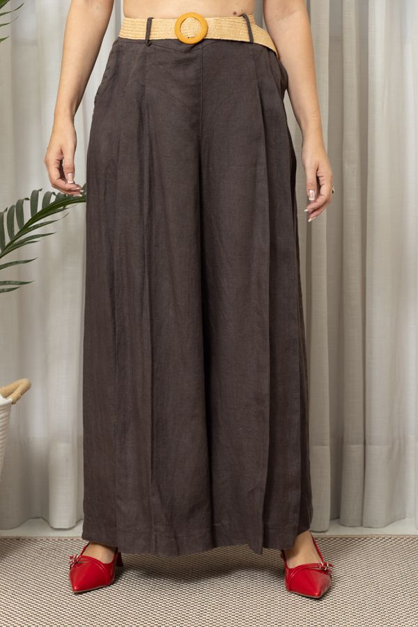 CALÇA JASMIN CHOCOLATE - Loja Linho Italiano