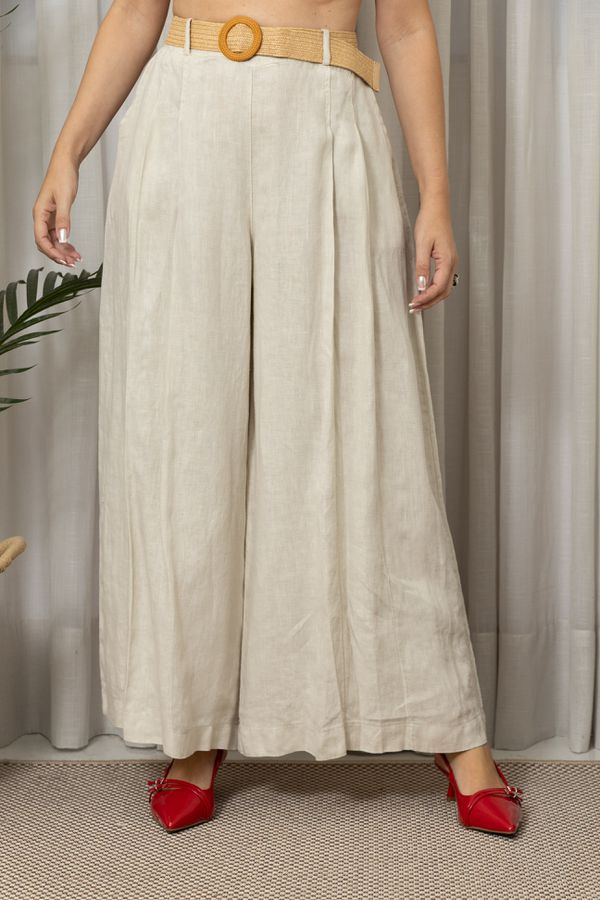 CALÇA JASMIN BEGE - Loja Linho Italiano