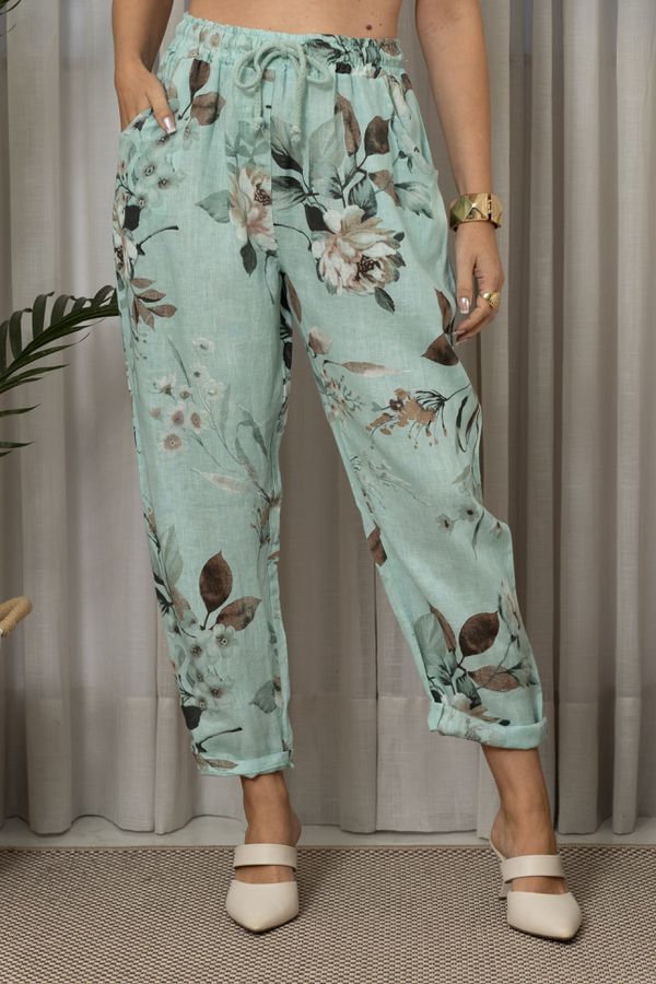 CALÇA ROSALMA VERDE AGUA - Loja Linho Italiano