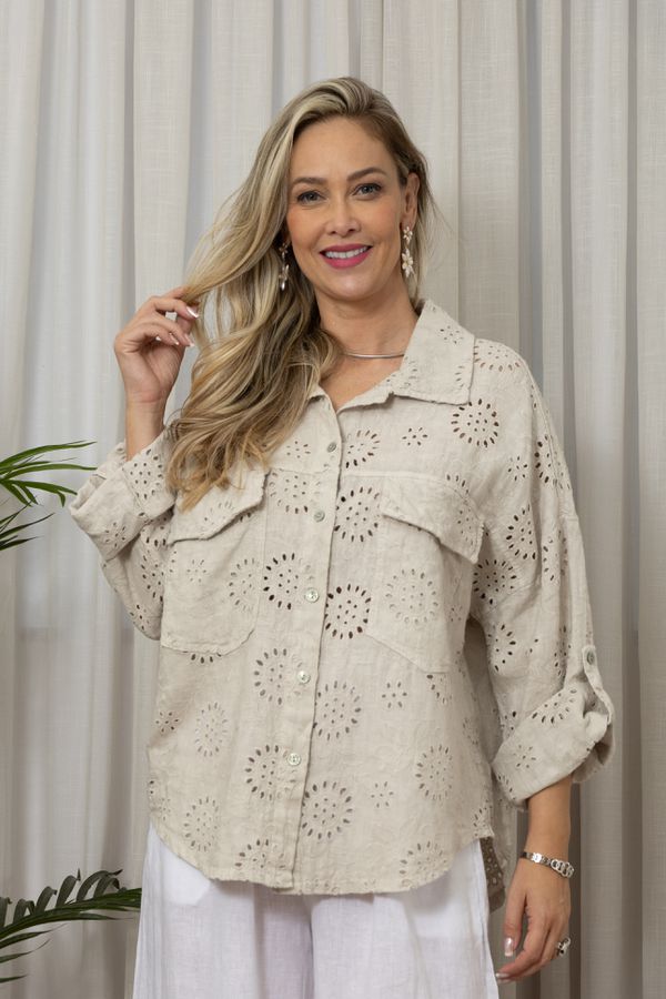 CAMISA LASIE BEGE - Loja Linho Italiano