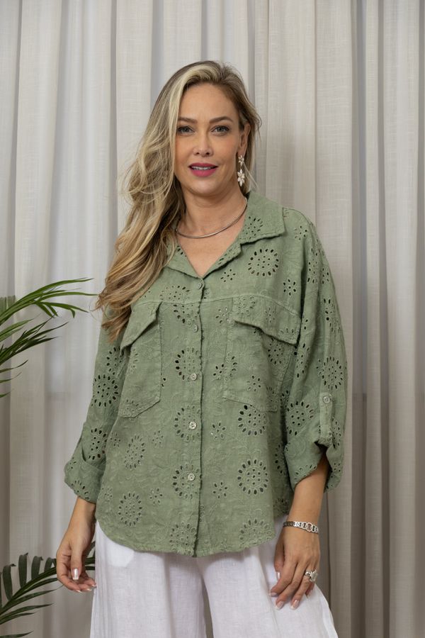 CAMISA LASIE MENTA - Loja Linho Italiano