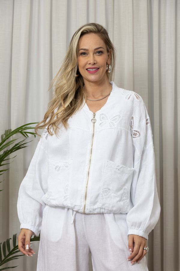 JAQUETA LYCA BRANCO - Loja Linho Italiano