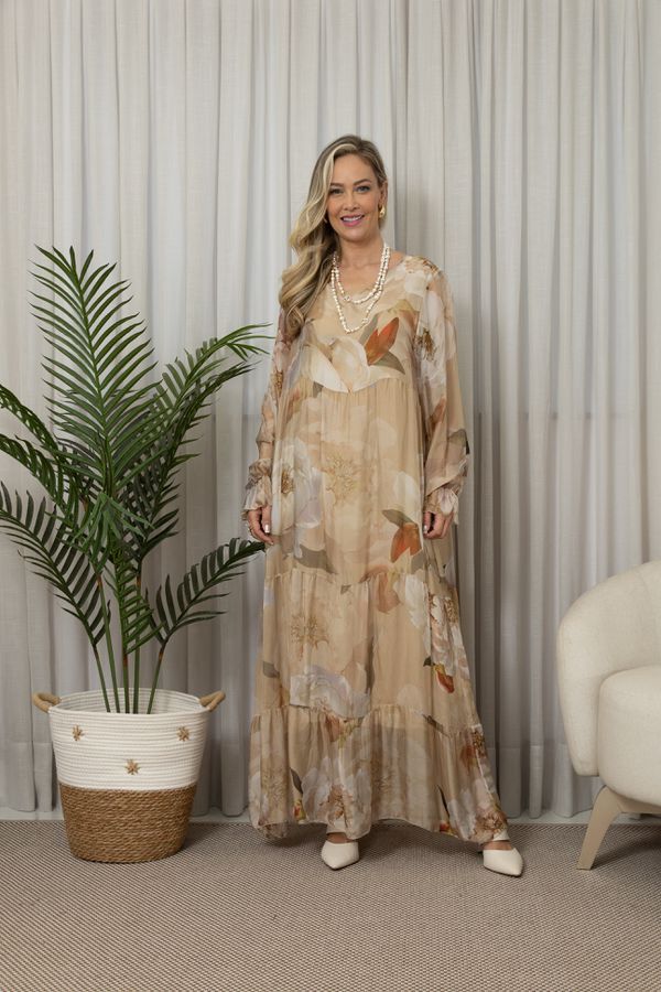 VESTIDO BETANIA BEGE - Loja Linho Italiano