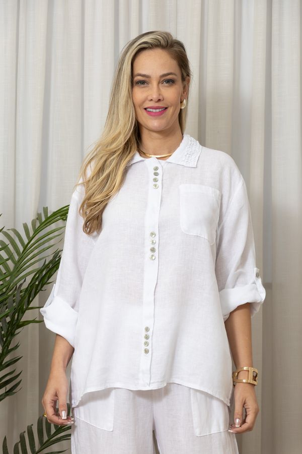 BATA INES BRANCO - Loja Linho Italiano