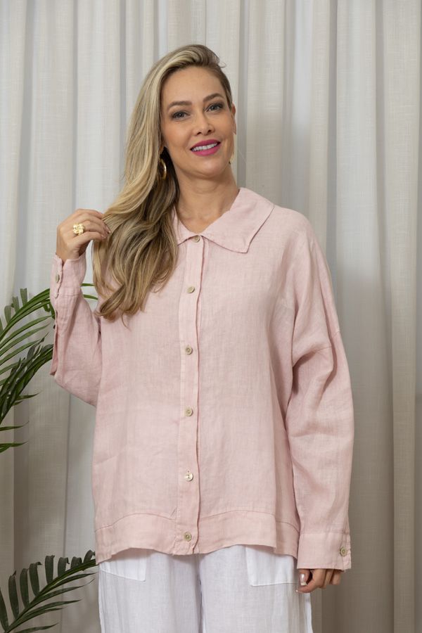 CAMISA MAIA ROSA BEBÊ - Loja Linho Italiano