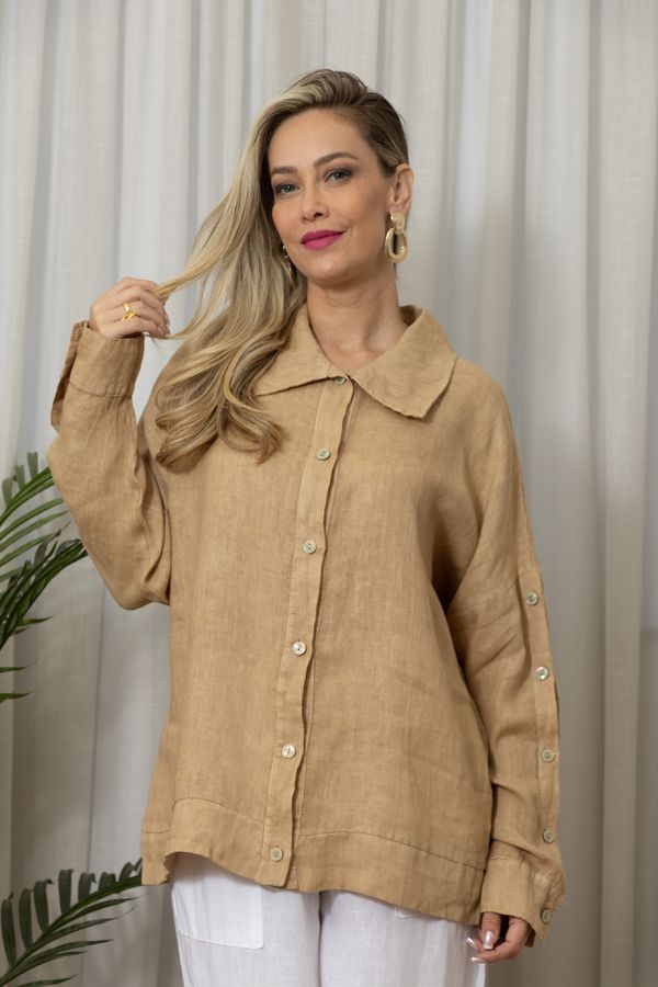 CAMISA MAIA CARAMELO - Loja Linho Italiano