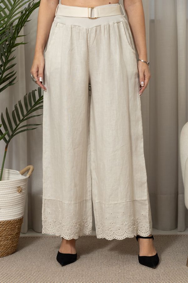 CALÇA BRENDA CJ BEGE - Loja Linho Italiano