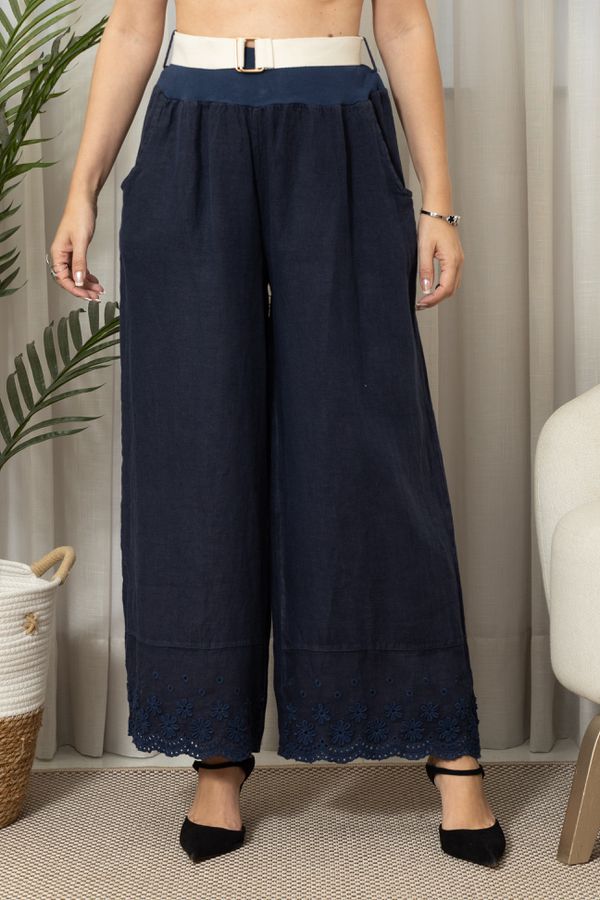 CALÇA BRENDA CJ MARINHO - Loja Linho Italiano