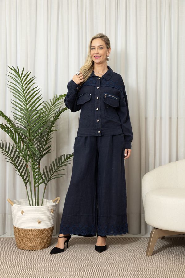 JAQUETA BRENDA CJ MARINHO - Loja Linho Italiano