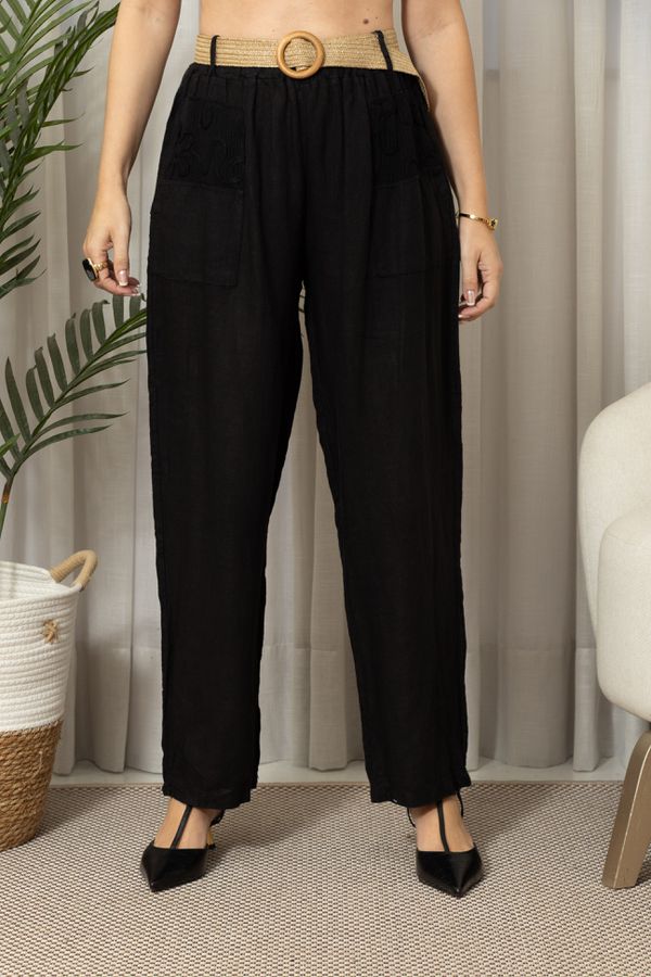 CALÇA ELIANE CJ PRETO - Loja Linho Italiano