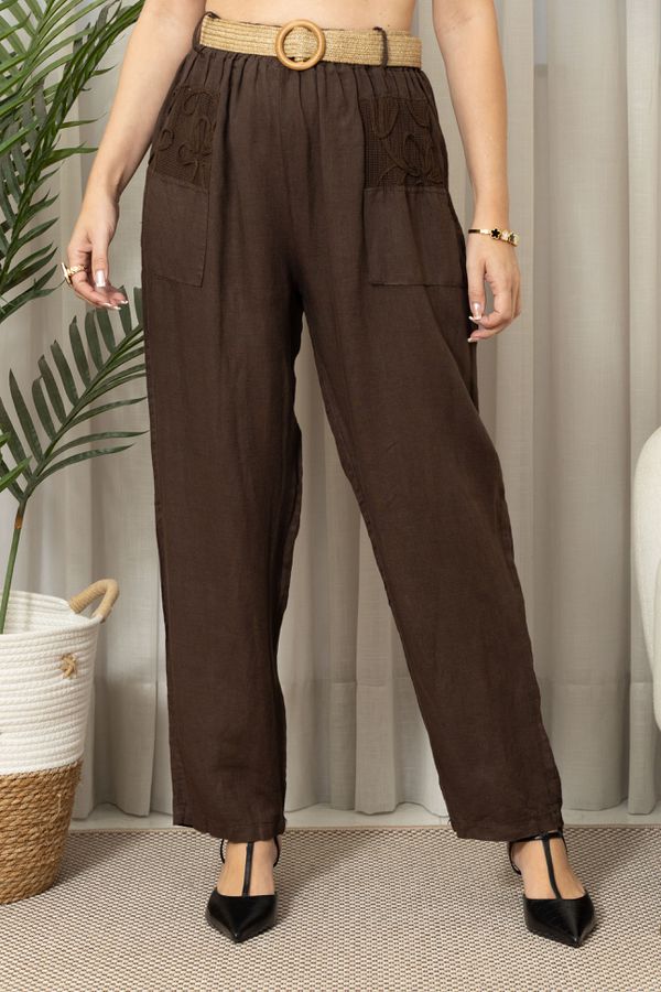 CALÇA ELIANE CJ CHOCOLATE - Loja Linho Italiano