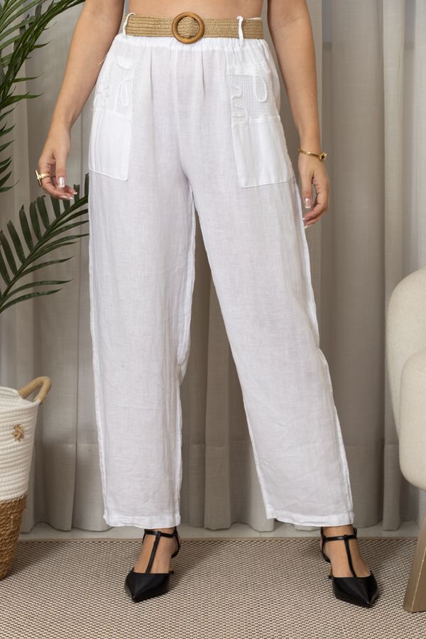 CALÇA ELIANE CJ BRANCO - Loja Linho Italiano