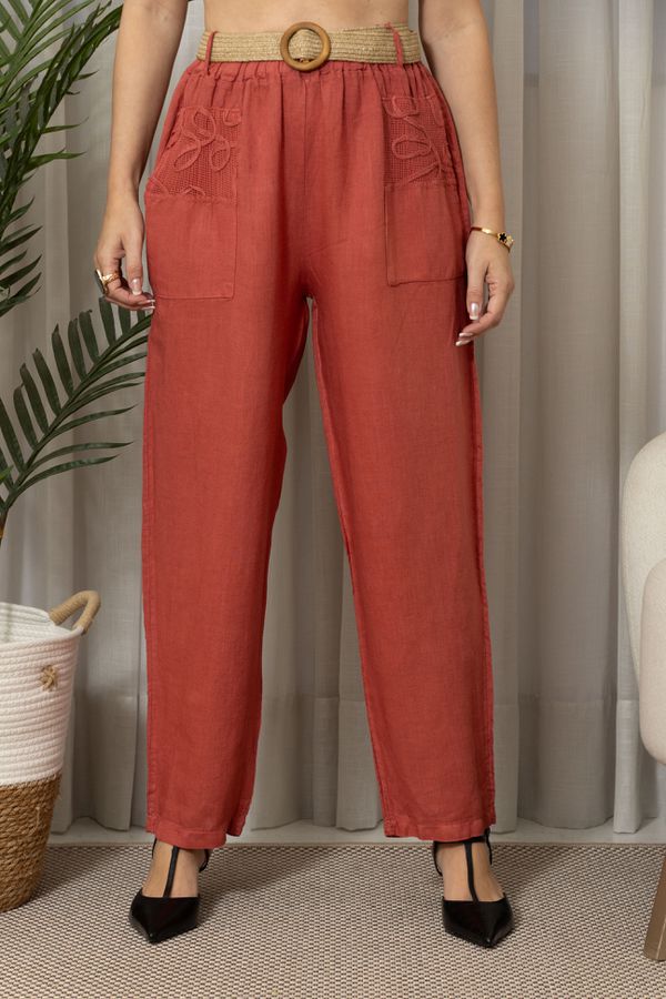 CALÇA ELIANE CJ GOIABA - Loja Linho Italiano