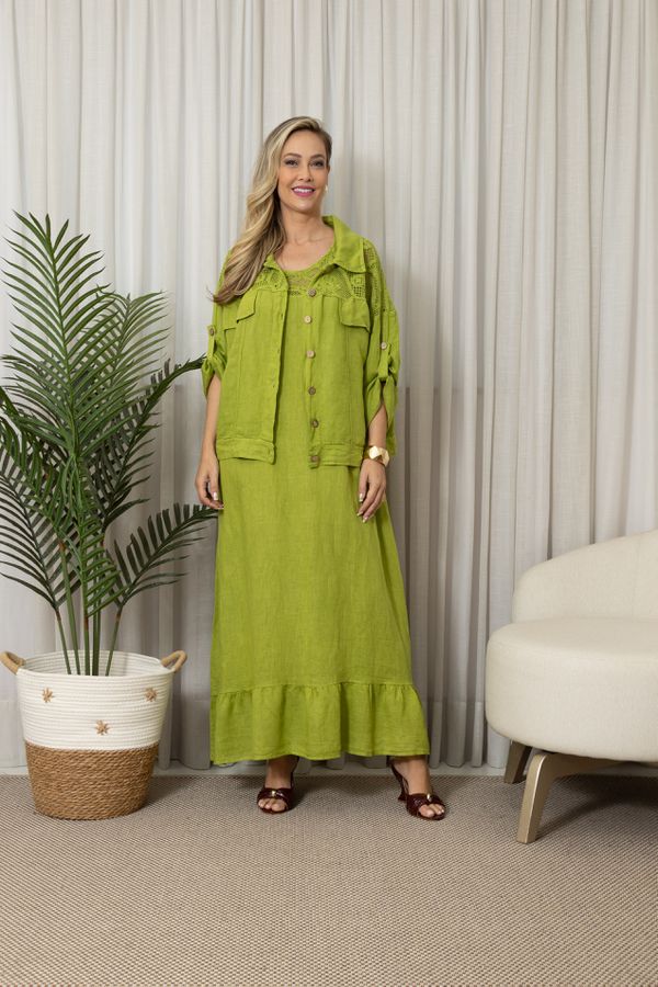 VESTIDO NATALY CJ PISTACHE - Loja Linho Italiano