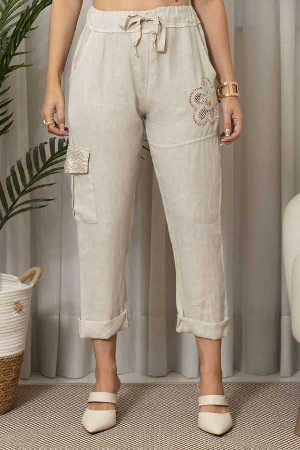 CALÇA SONIA CJ BEGE - Loja Linho Italiano