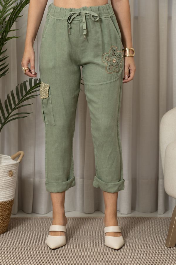 CALÇA SONIA CJ MENTA - Loja Linho Italiano