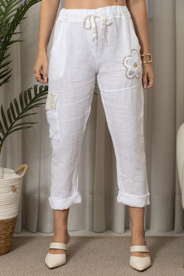 CALÇA SONIA CJ BRANCO - Loja Linho Italiano