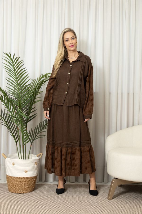 CAMISA TAISA CJ MARROM - Loja Linho Italiano