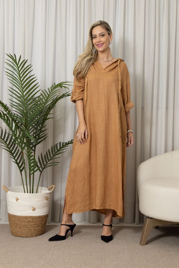 TUNICA ANDREIA CARAMELO - Loja Linho Italiano