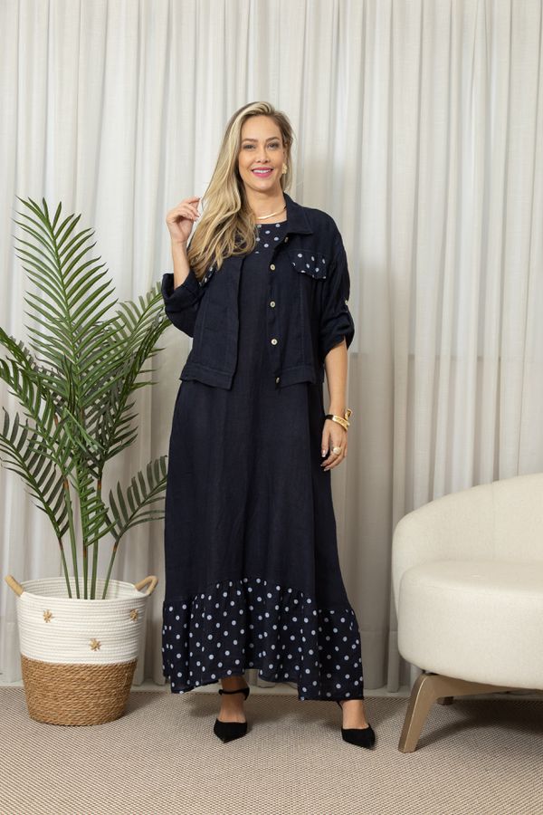 VESTIDO TAMIRES MARINHO - Loja Linho Italiano