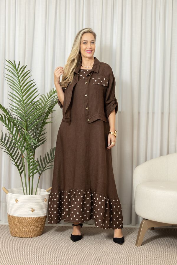 VESTIDO TAMIRES MARROM - Loja Linho Italiano