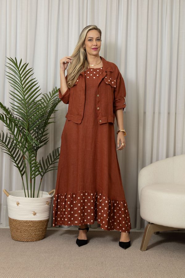 VESTIDO TAMIRES TERRA COTA - Loja Linho Italiano