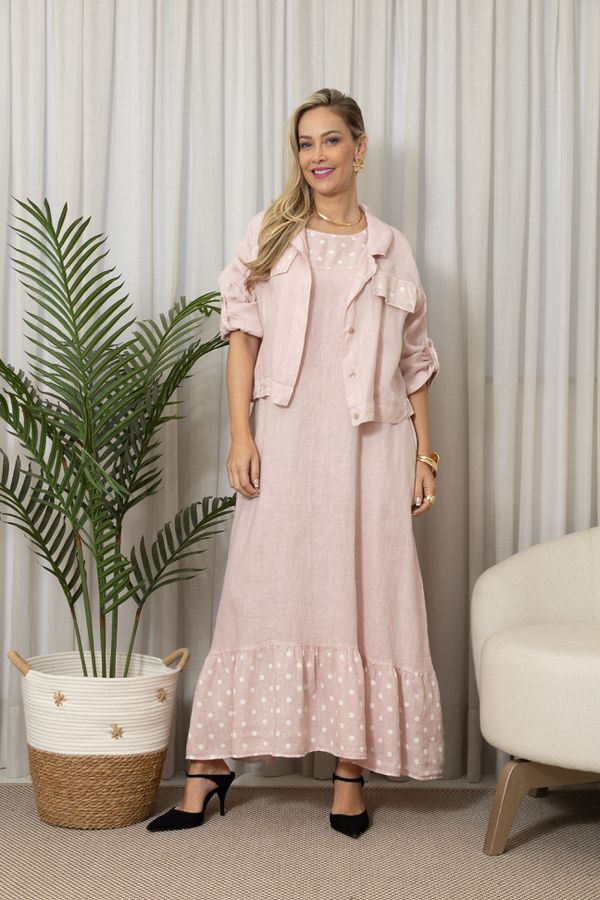 VESTIDO TAMIRES ROSA BEBÊ - Loja Linho Italiano